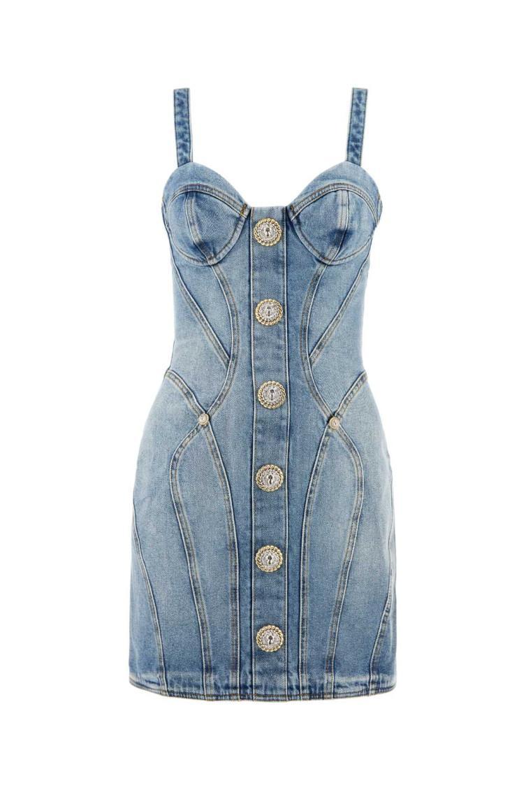 Blue Mini Denim Dress Bustier Product Image