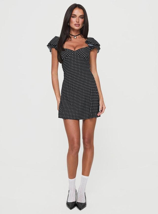 Moretti Mini Dress Black Polka Dot Product Image