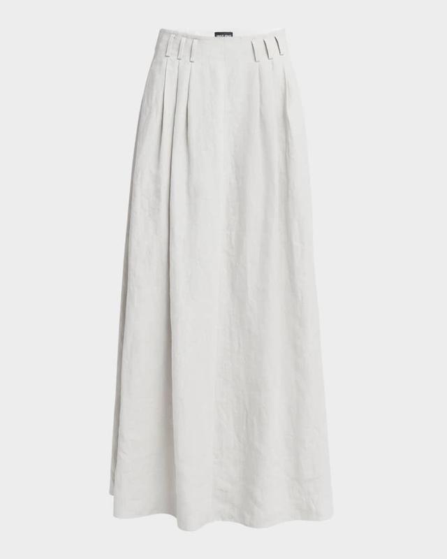 Triple Pleated Linen Maxi Skirt Product Image