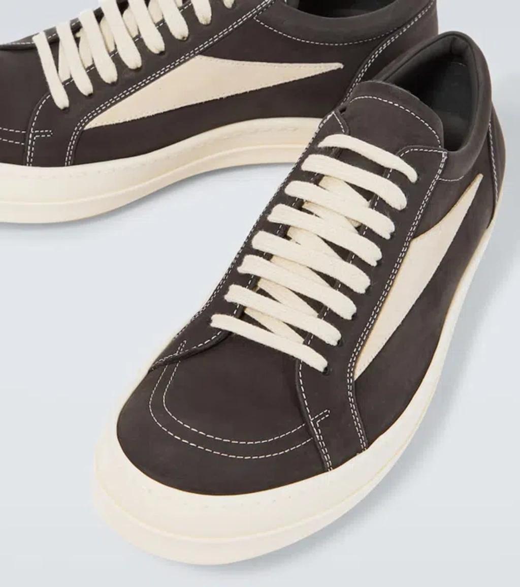 RICK OWENS Leather Low-top Sneakers In 7811 Drkdust/milk/milk Product Image