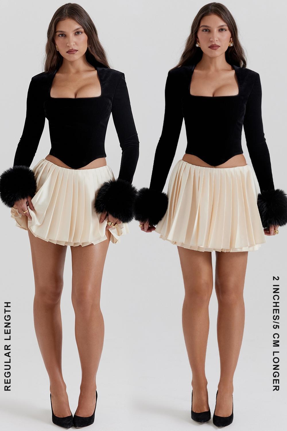 Emira Ivory Pleated Mini Skirt Product Image