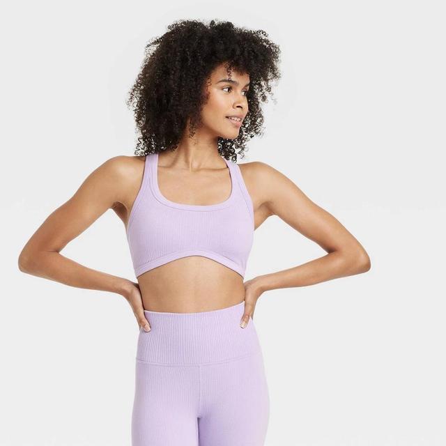 Womens Seamless Light Support Rib Racerback Sports Bra - All In Motion Purple XS Product Image