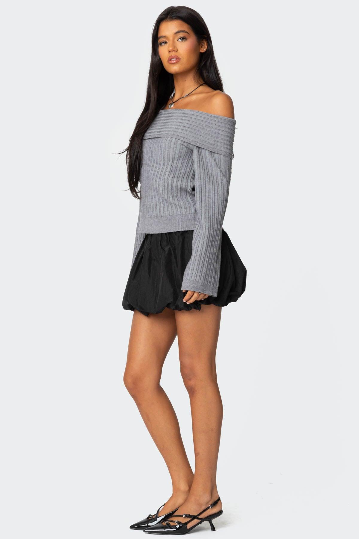 Brandy Fold Over Ribbed Sweater Product Image