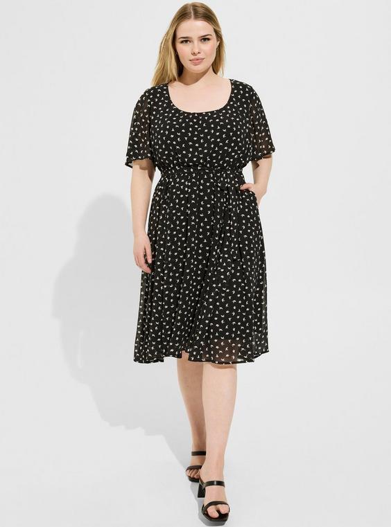 Midi Chiffon Flutter Hi-Low Dress Product Image