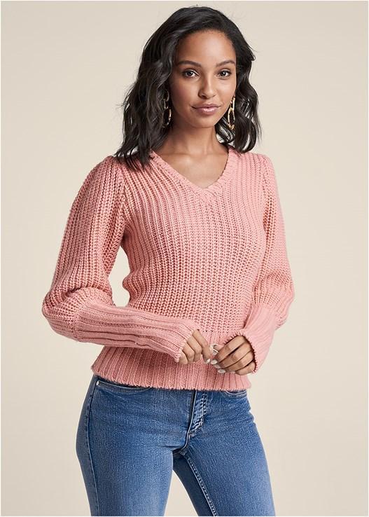 Ribbed V-Neck Sweater product image