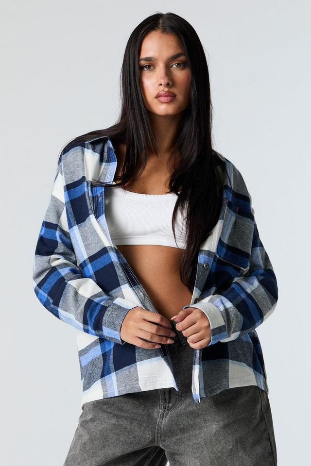 Plaid Flannel Button-Up Top Female Product Image