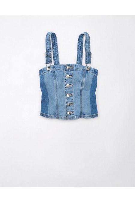 AE Cropped Denim Tube Top Women's Product Image