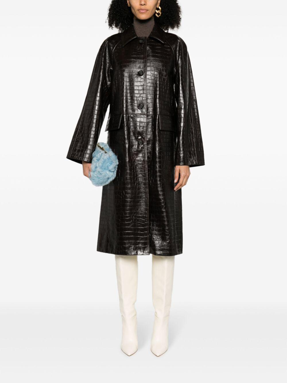 embossed-crocodile leather maxi coat Product Image