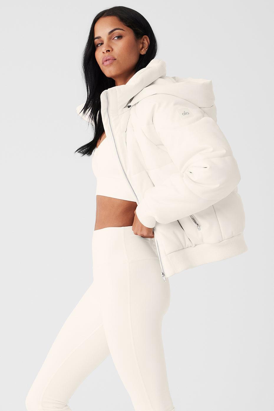 Faux Leather Boss Puffer - Ivory Product Image