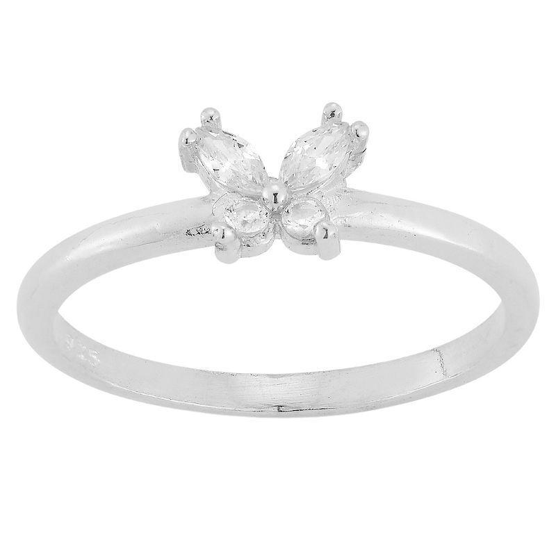 Sunkissed Sterling Cubic Zirconia Butterfly Ring, Womens White Product Image