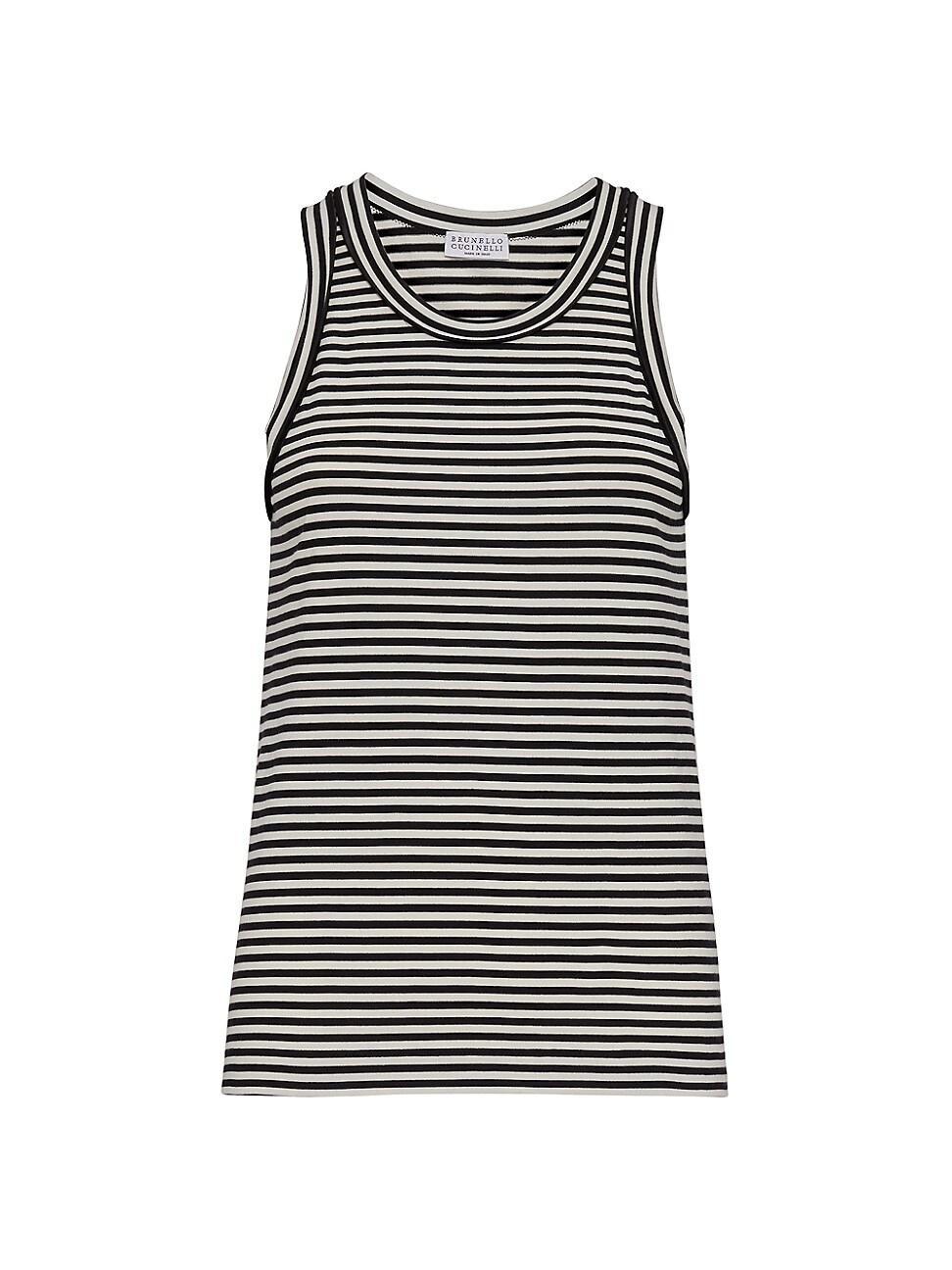 Womens Cotton Striped Jersey Top with Monili Product Image