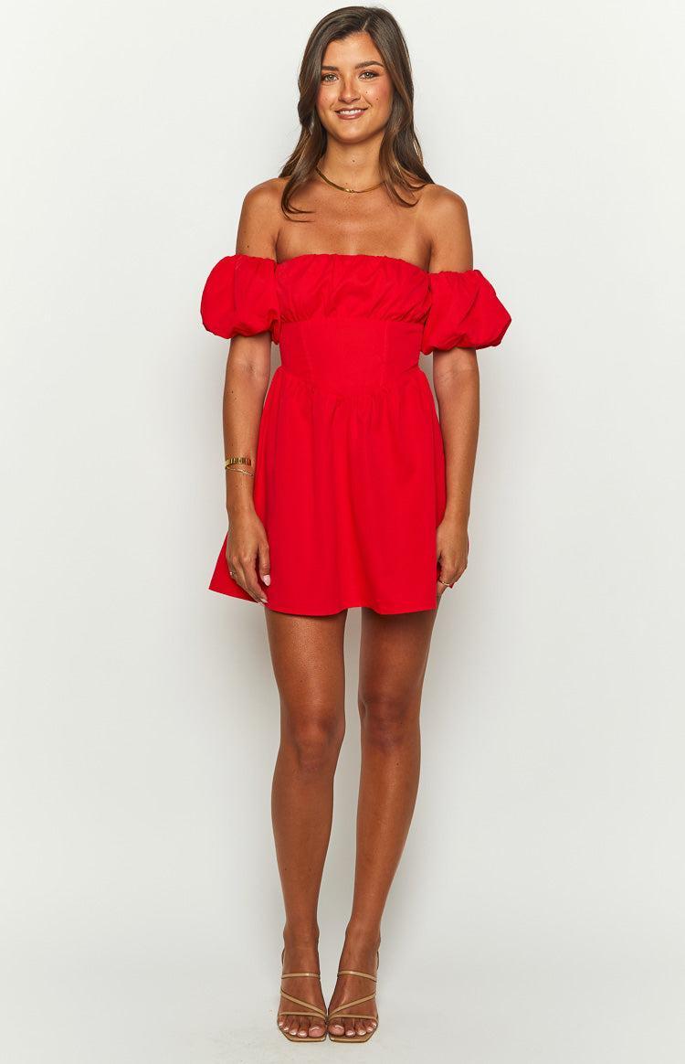 Love Lost Off The Shoulder Red Mini Dress Product Image