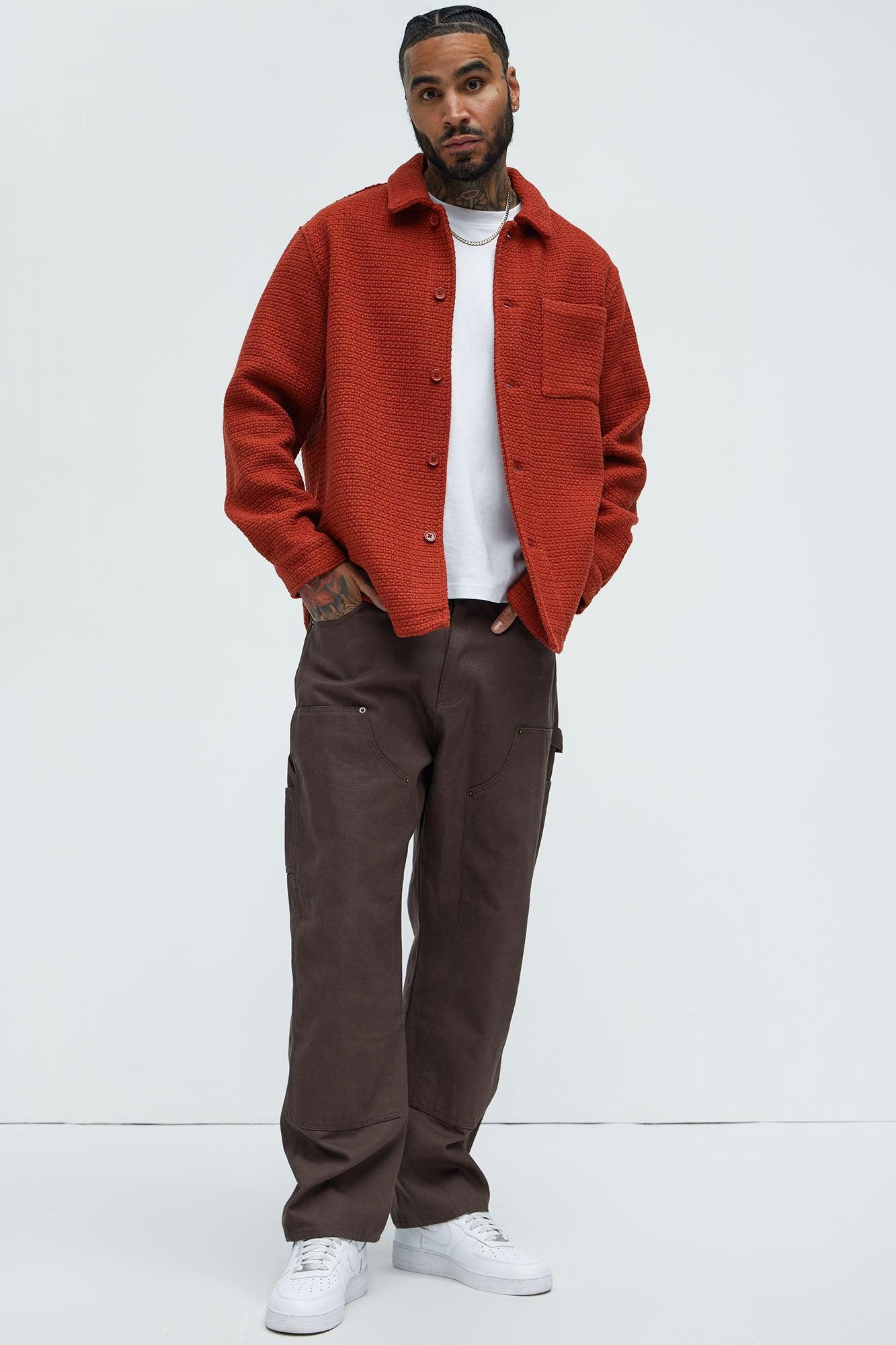 Linden Textured Overshirt - Rust Product Image