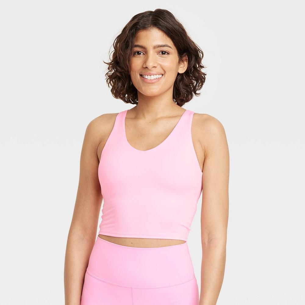 Womens Flex Light Support V-Neck Cropped Sports Bra - All In Motion XXS Product Image