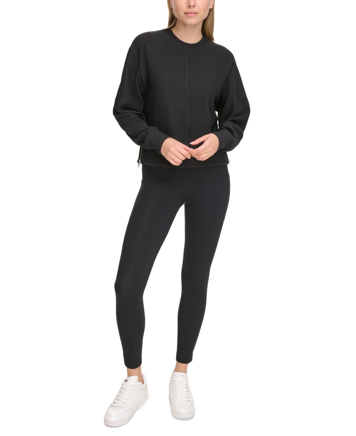 Dkny Sport Womens Zipper-Hem Crewneck Top Product Image