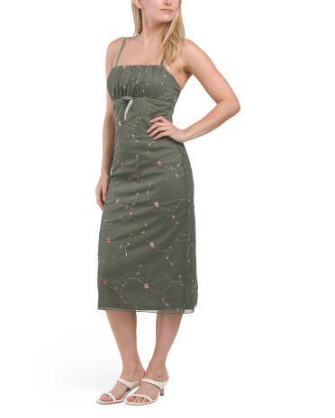 Sleeveless Embroidered Midi Dress for Women Product Image