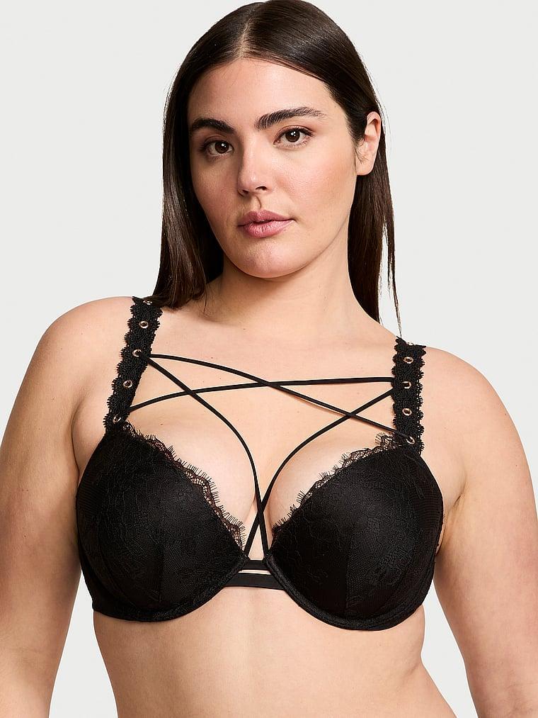 Rose Lace & Grommet Push-Up Bra Product Image