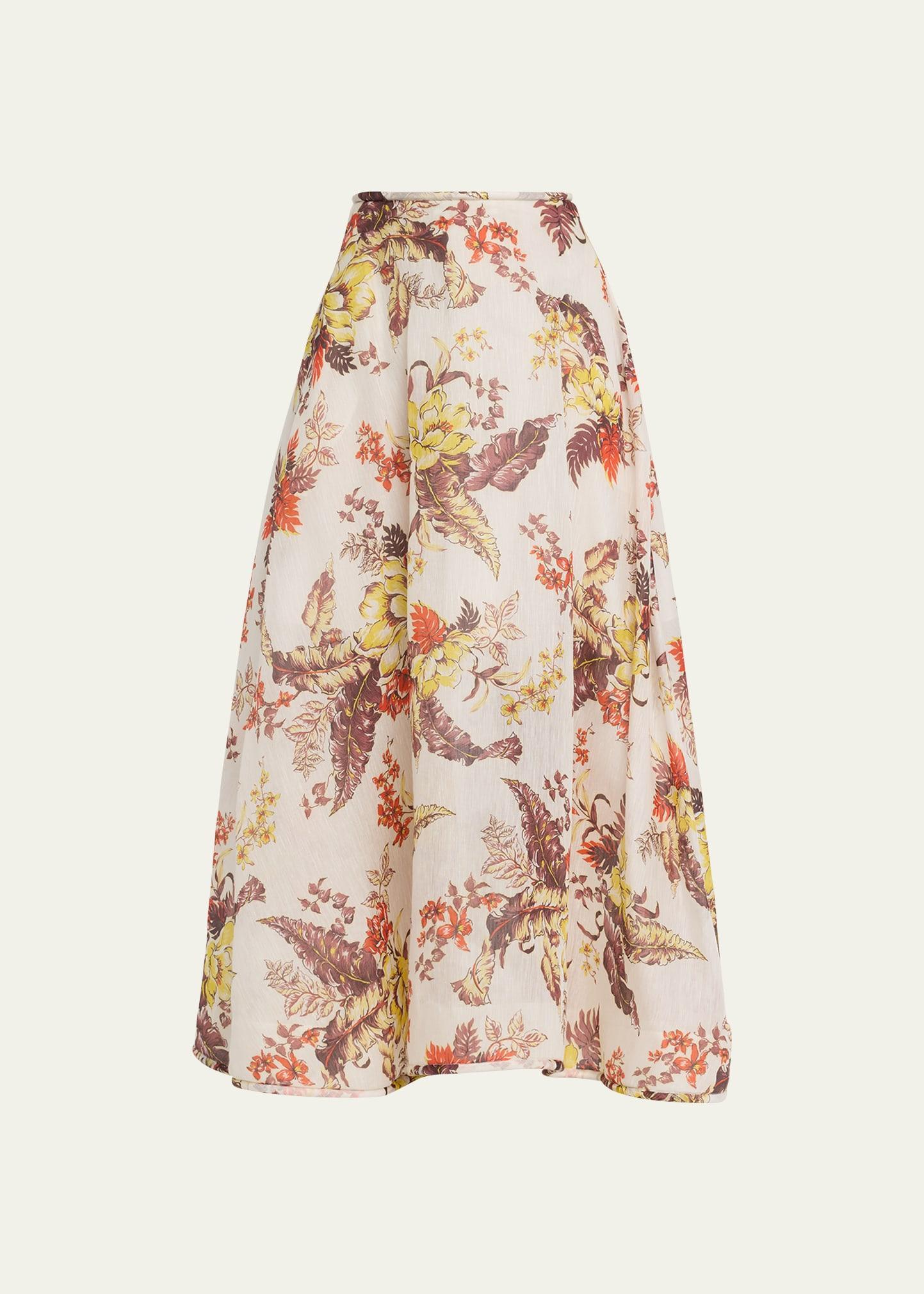 Zimmermann Matchmaker Floral Print Linen & Silk Maxi Skirt Product Image