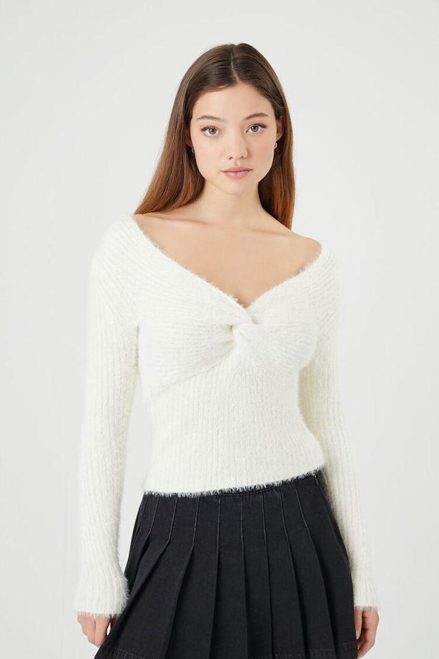 Twisted Fuzzy Knit Sweater | Forever 21 Product Image