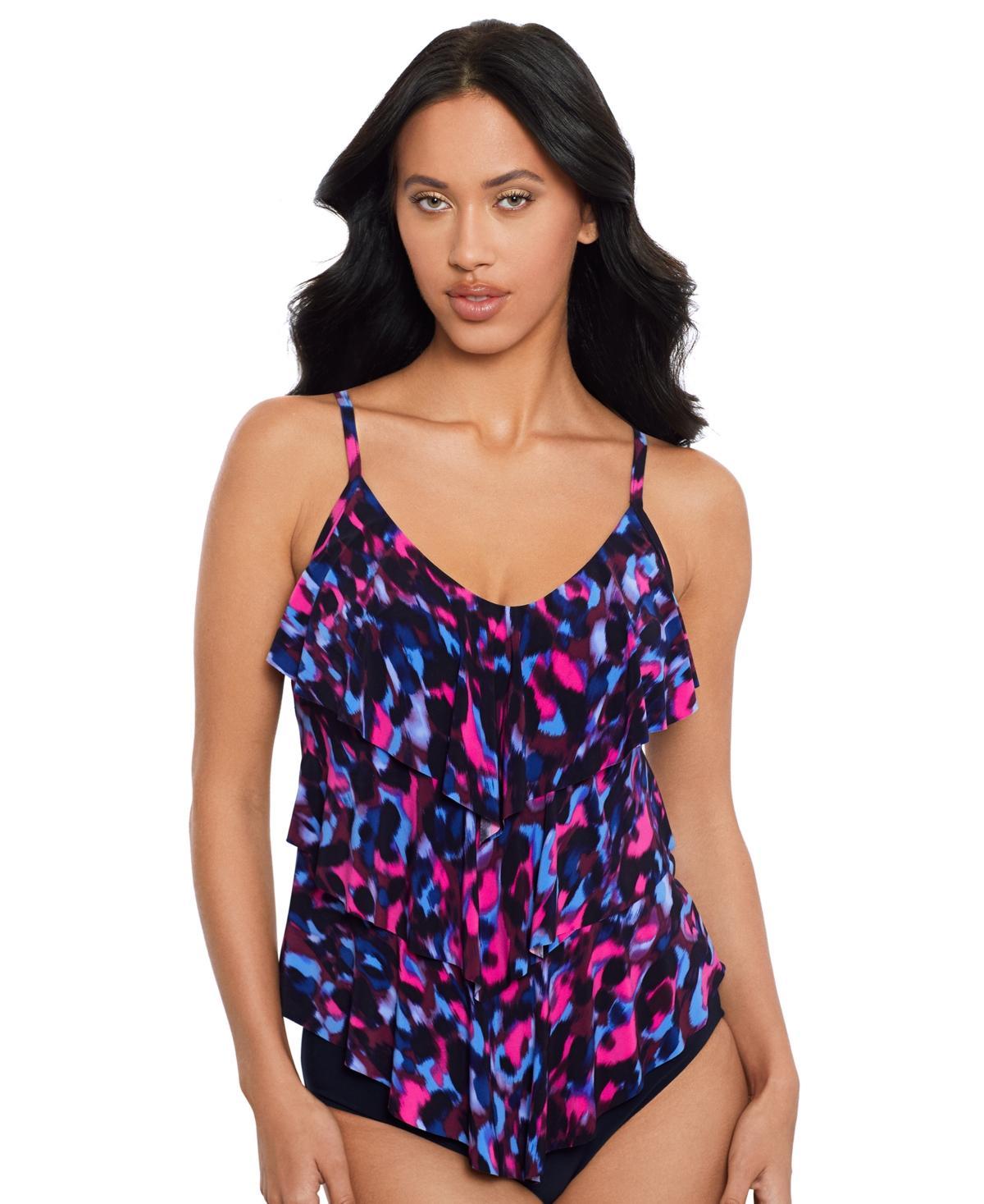 Magicsuit Womens Cherry Bomb Rite Printed Tiered Tankini Top Product Image