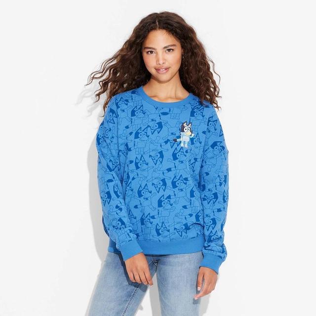 Womens Bluey Print Cozy Graphic Sweatshirt - Blue Product Image