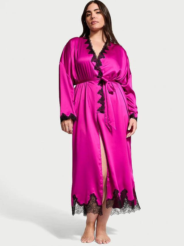 Satin & Rose Lace Open-Back Long Robe Product Image