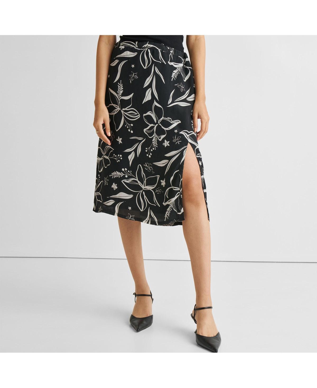 Reistor Womens Floral Skirt with Front Slit Product Image