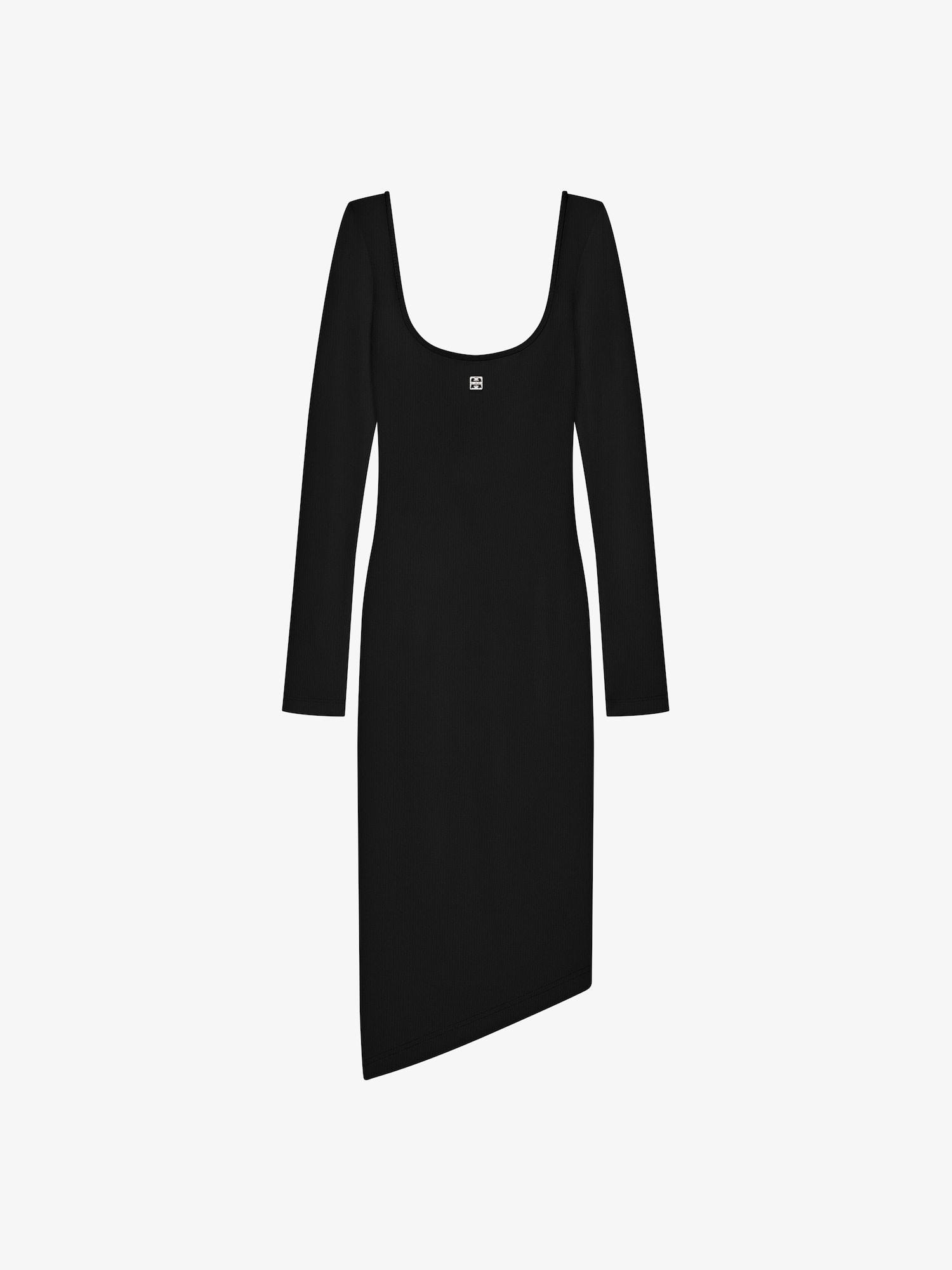 Asymmetric dress in ribbed cotton with 4G Liquid detail Product Image