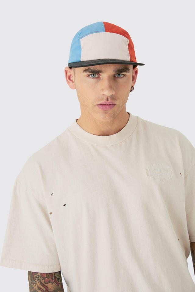 Colour Block Woven Camper Hat In Multi | boohooMAN USA Product Image