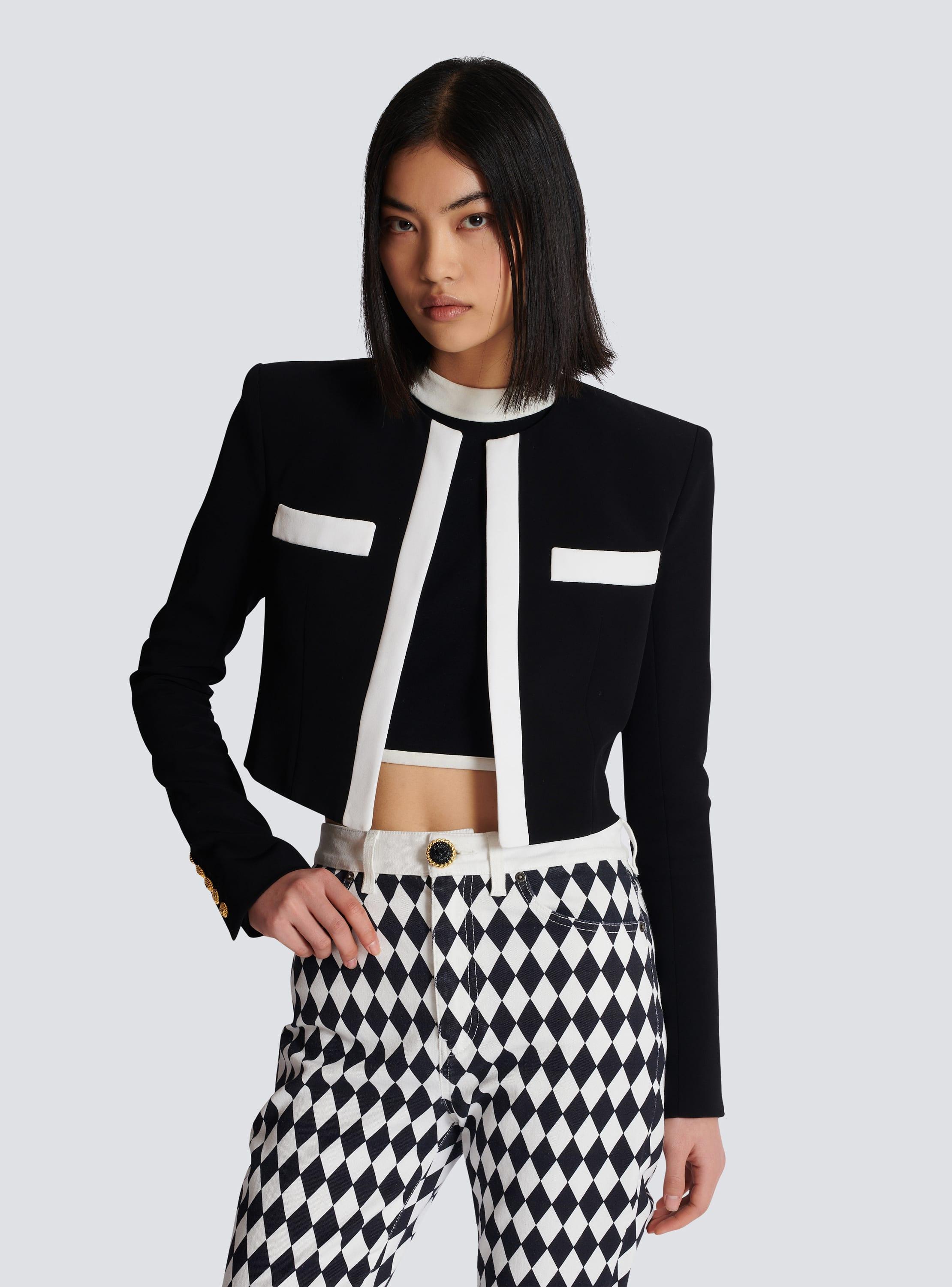 Two-tone crepe Spencer jacket Product Image