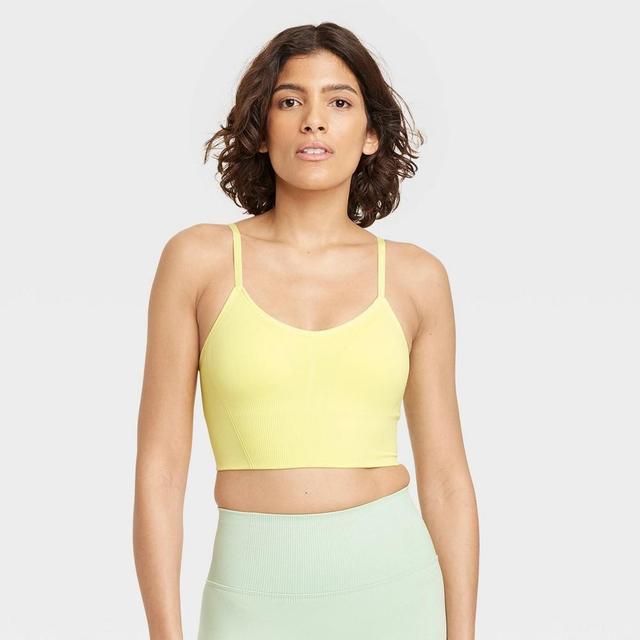 Womens Seamless Medium Support Cami Longline Sports Bra - All In Motion Lemon Yellow XL Product Image