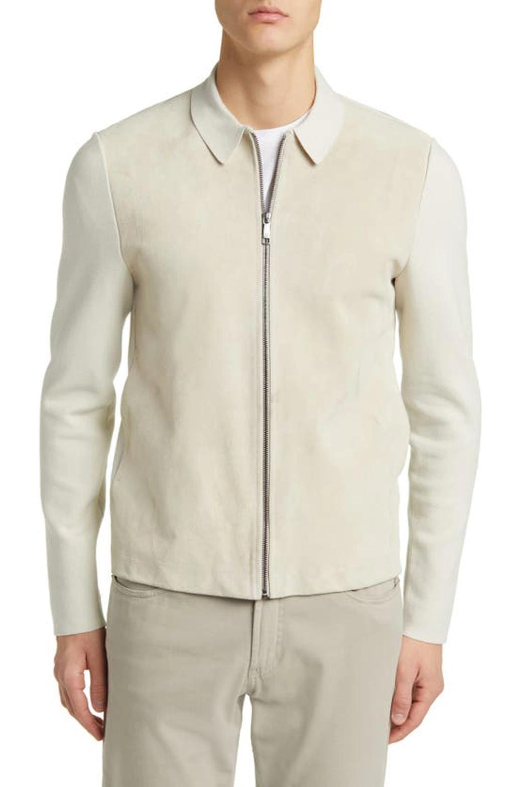 Pieter Mixed Media Zip Jacket In Taupe Product Image