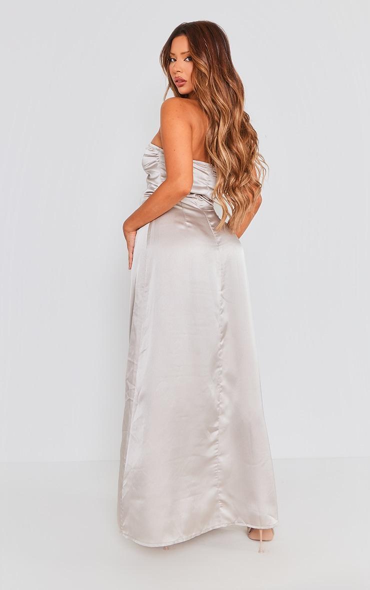 Silver Satin V Bar Floaty Bandeau Maxi Dress Product Image