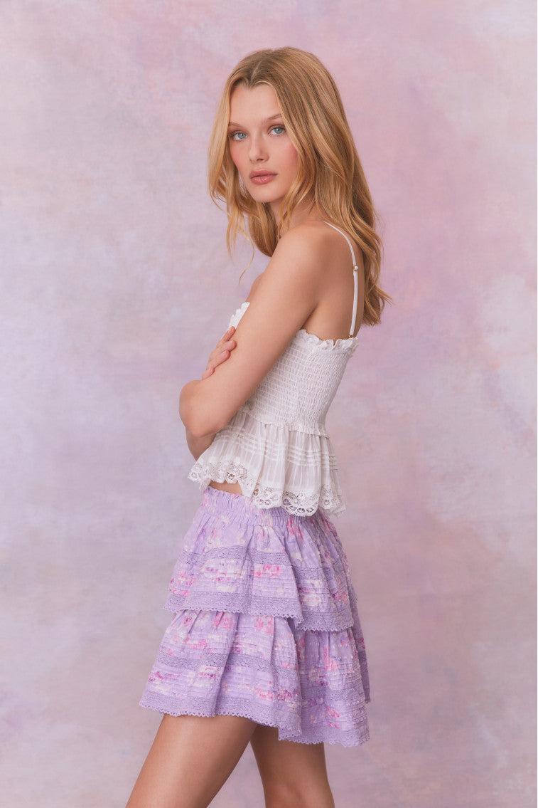 Ruffle Mini Signature Fragrance Print Skirt Product Image