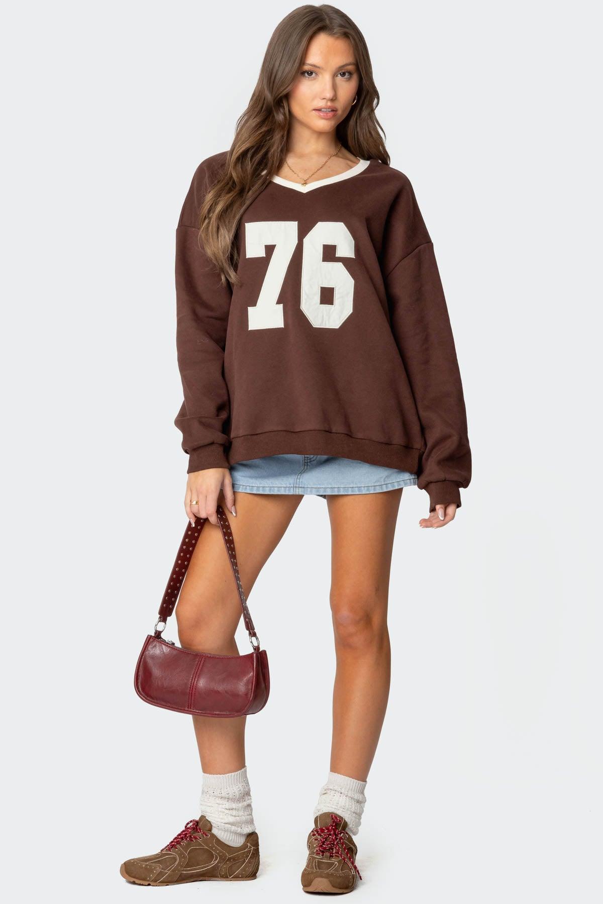 76 Oversized V Neck Sweatshirt Product Image