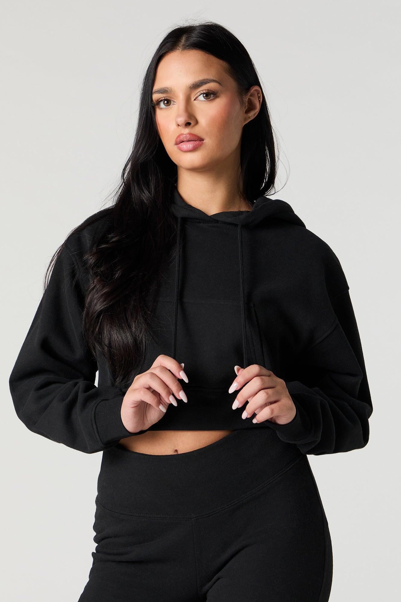 Soft Fleece Cropped Hoodie Female Product Image