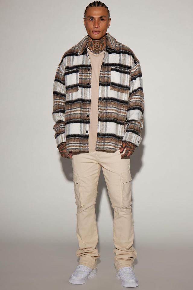 Move Up Plaid Shacket - Taupe/combo Product Image