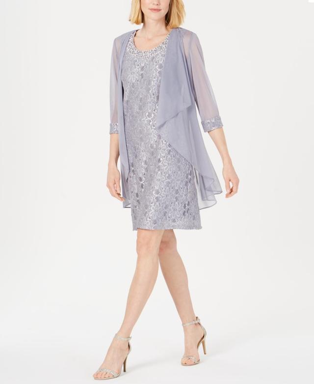 R & M Richards Embellished Lace Sheath Dress & Jacket Product Image