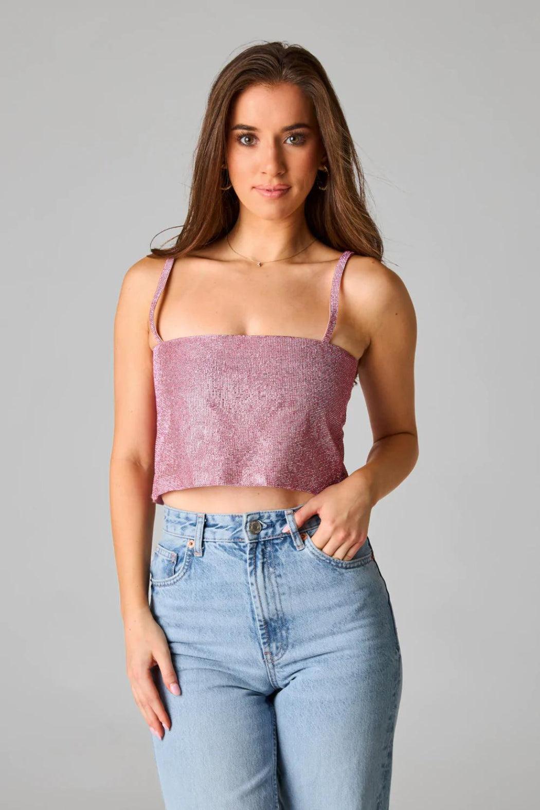 "Girly Girl" Rhinestone Crop Top Female Product Image