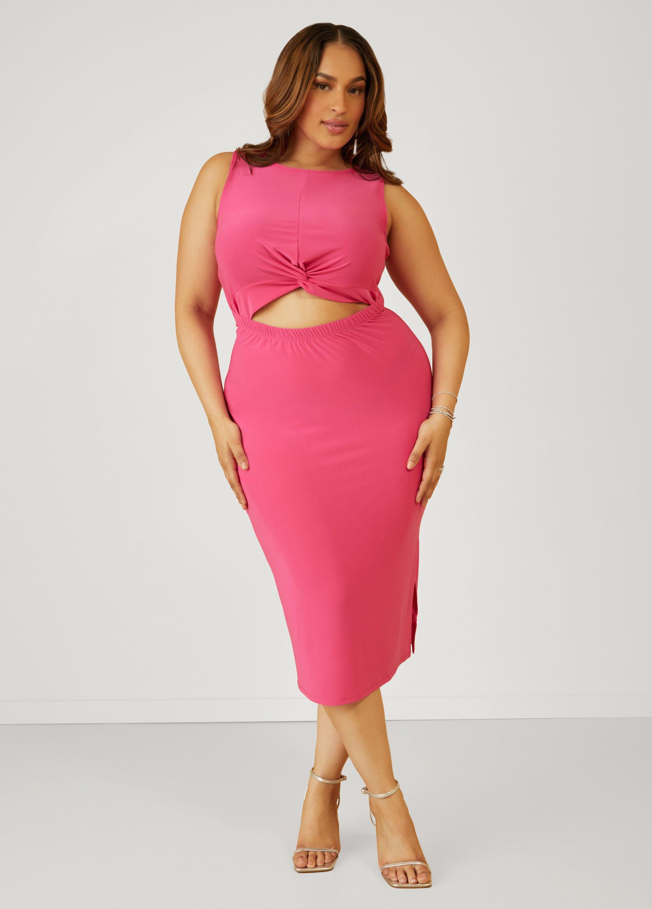 Plus Size Cutout Midi Bodycon Dress Ashley Stewart Product Image