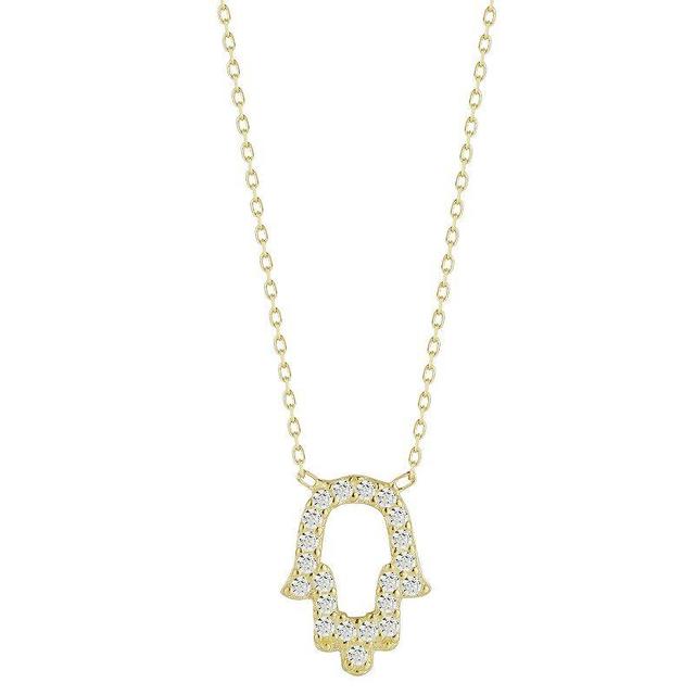 Sunkissed Sterling Sterling Silver Cubic Zirconia Open Hamsa Necklace, Womens Gold Tone Product Image