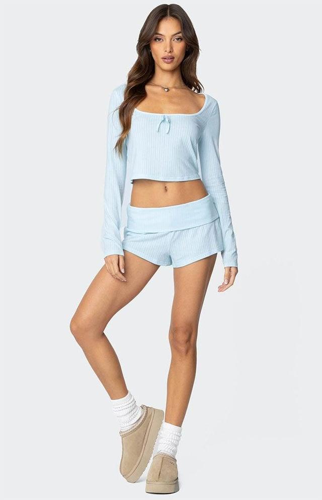 Edikted Womens Lucilla Fold Over Ribbed Shorts Product Image