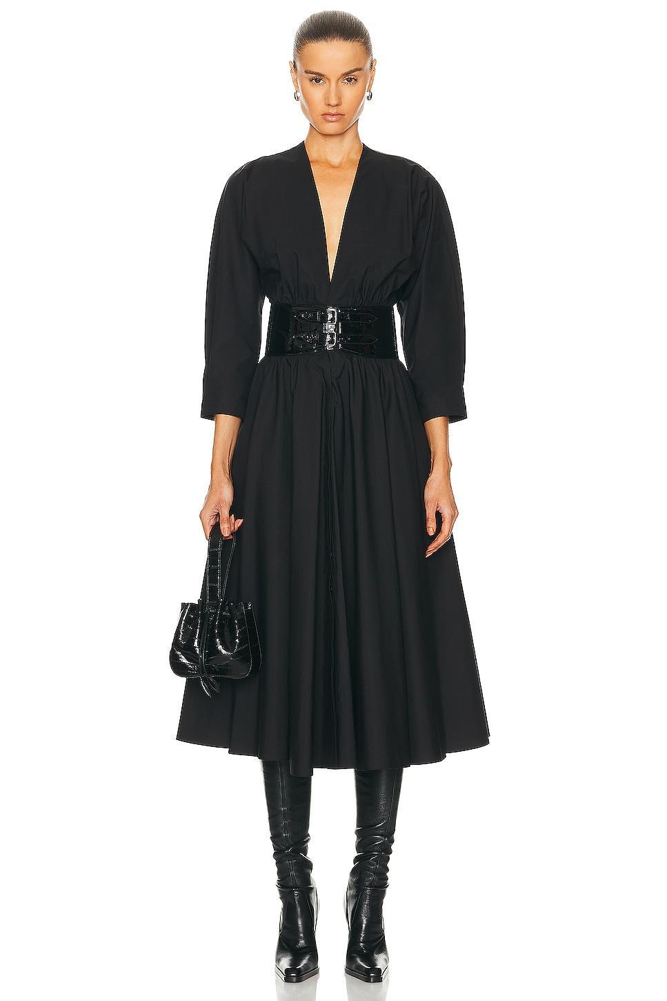 ALAÏA Long Sleeve Belt Dress Black. (also in ). Product Image