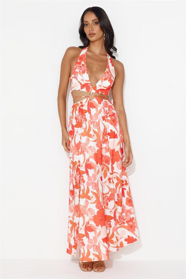 Paradise Island Halter Maxi Dress Red Product Image