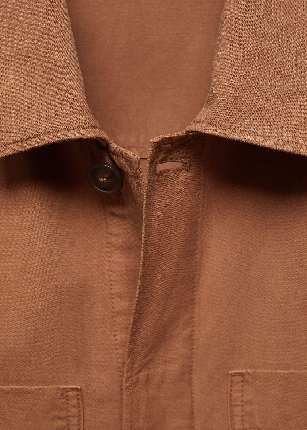 MANGO MAN - Slim-fit Tencel linen overshirt burnt orangeMen Product Image