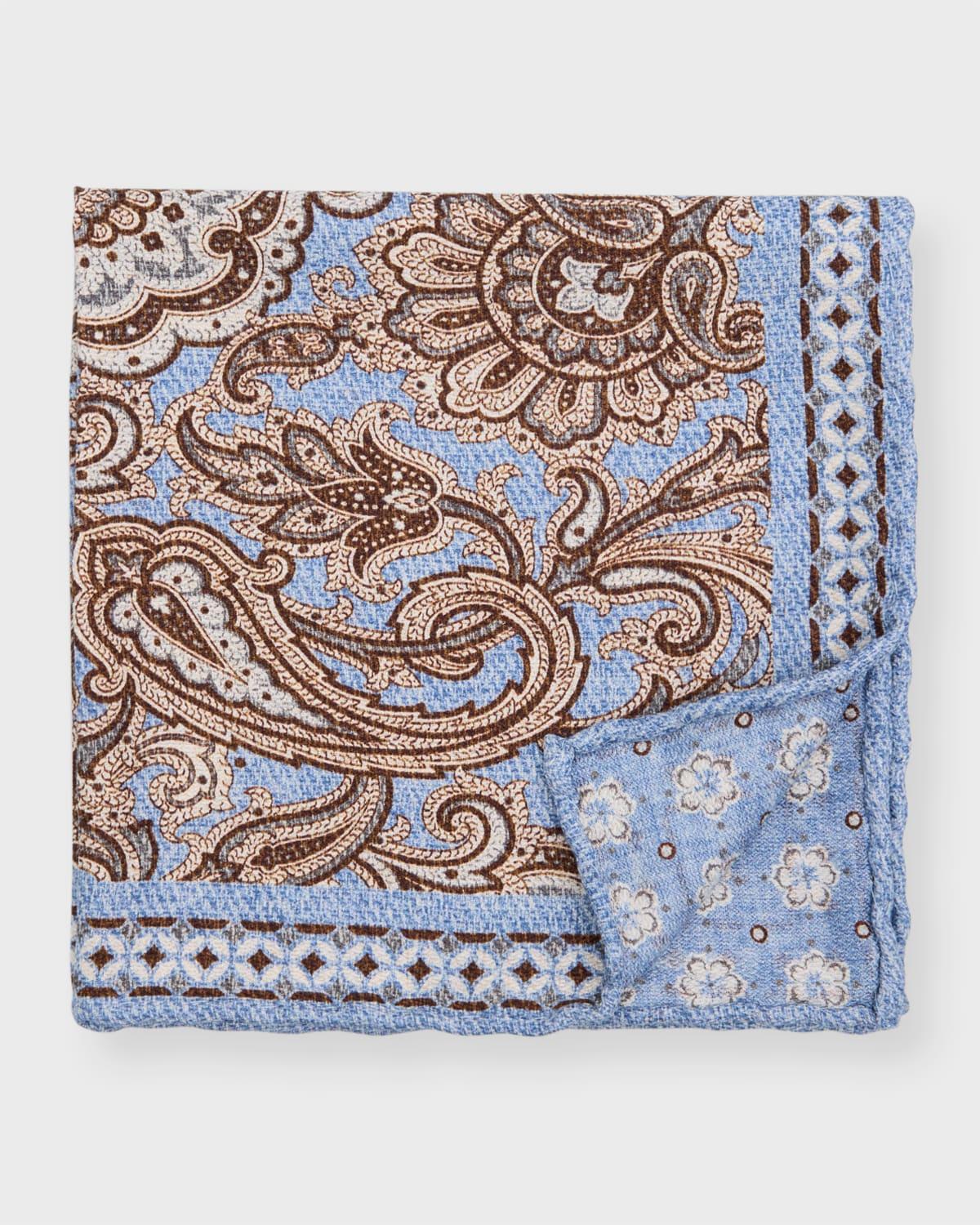 Mens Paisley/Floral Reversible Silk Pocket Square Product Image