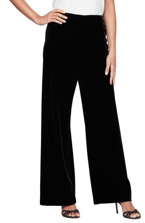 Alex Evenings Petite Size Stretch Velvet Flat Front Straight Leg Pull-on Pants Product Image