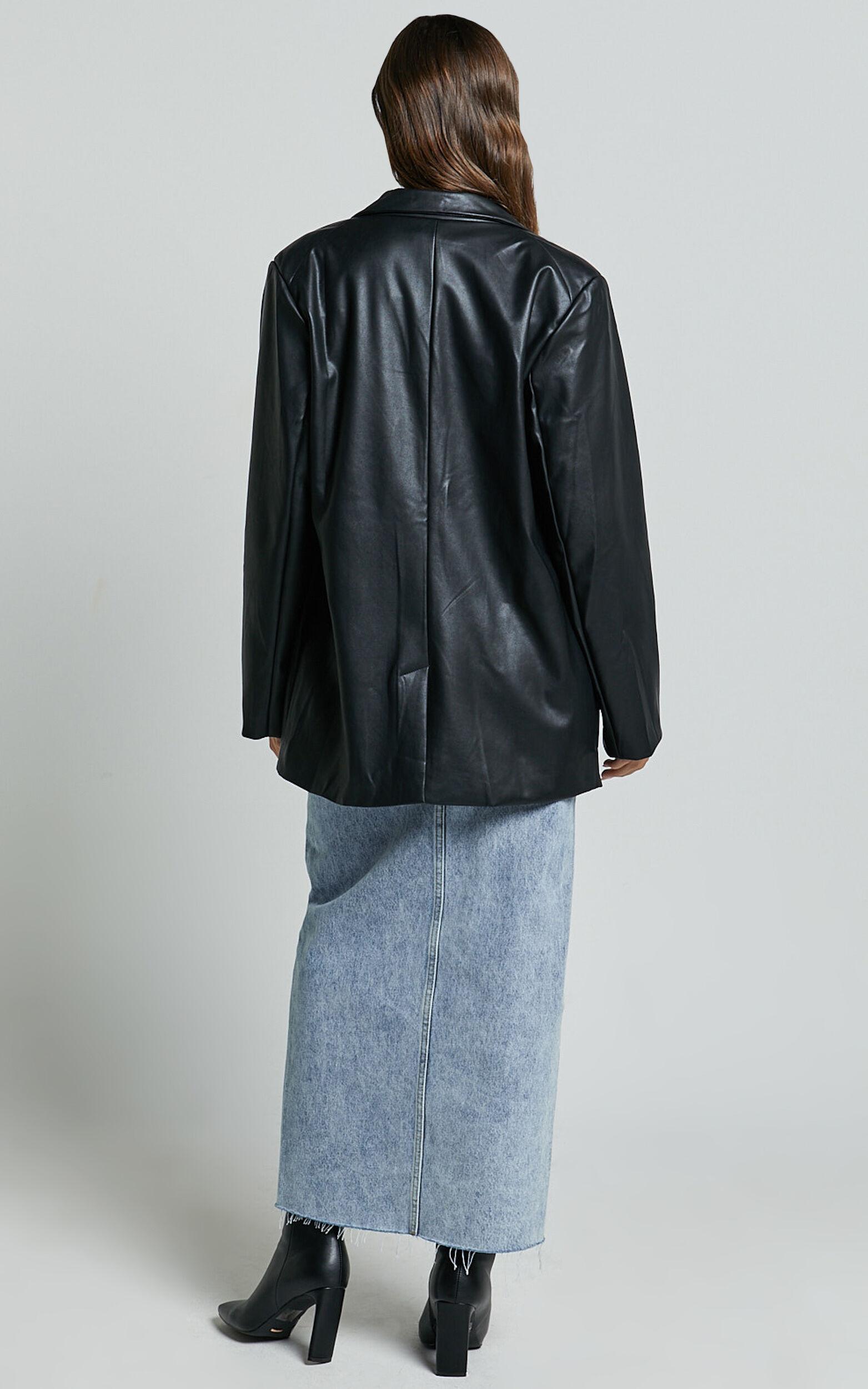 Samanfa Jacket - Faux Leather Jacket in Black Product Image