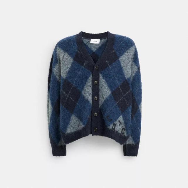 Fuzzy Argyle Cardigan Product Image