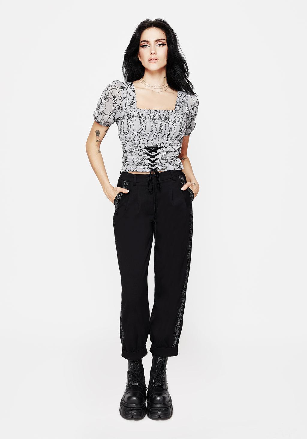 Rosethorn Embroidered Balloon Trousers Product Image